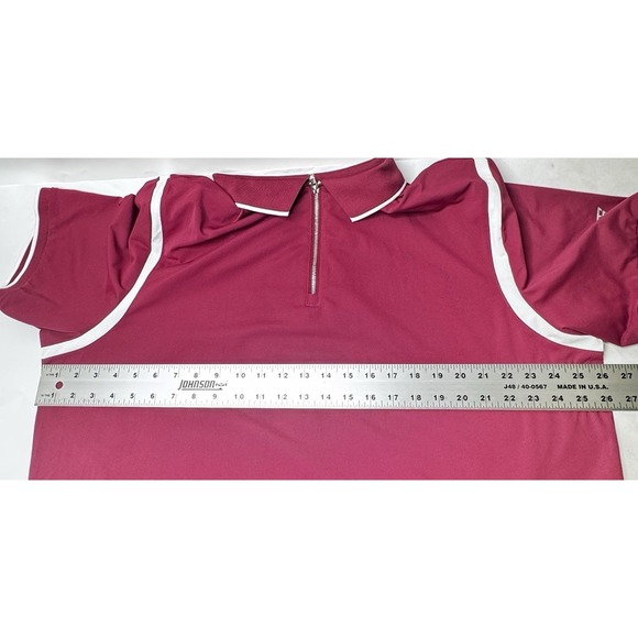 Maelreg Men's Performance‎ Golf Polo  Shirt Burgundy/White Short Sleeve 2XL - Picture 9 of 16